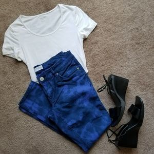 Express women's blue tie die skinny stretch jeans